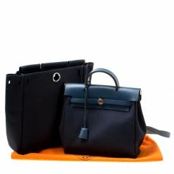 Hermes Denim Blue Fabric And Leather 2-in-1 Herbag Backpack For Women -Deals Hermes Store luxury women hermes used travel p174735 012