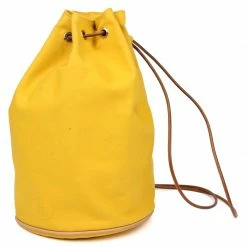 Hermes Yellow Canvas Sac Polochon Drawstring Backpack For Women -Deals Hermes Store luxury women hermes used travel p182147 006