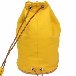 Hermes Yellow Canvas Sac Polochon Drawstring Backpack For Women
