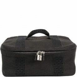 Hermes Grey/Black Canvas Herline Vanity Case For Women