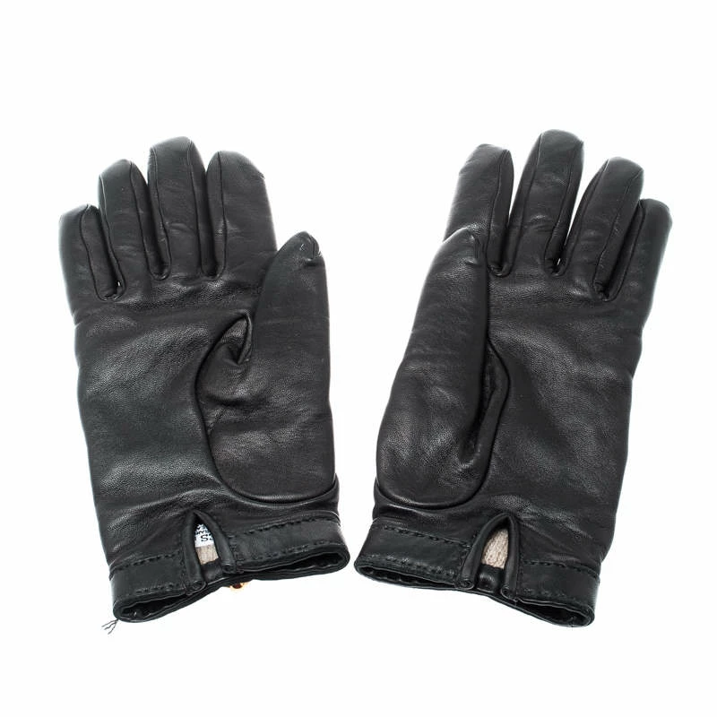 Hermes Black Cashmere Lambskin Leather Louise Gloves Size 7 For Women 4 Hermes Black Cashmere Lambskin Leather Louise Gloves Size 7 For Women - Image 2