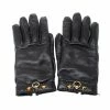 Hermes Black Cashmere Lambskin Leather Louise Gloves Size 7 For Women