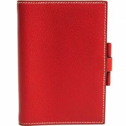 Hermes Red Chevre Mysore Leather Planner Cover For Women