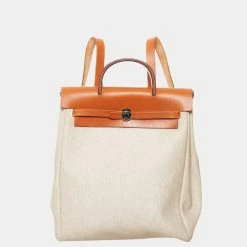 Hermes White Herbag Canvas Backpack For Women