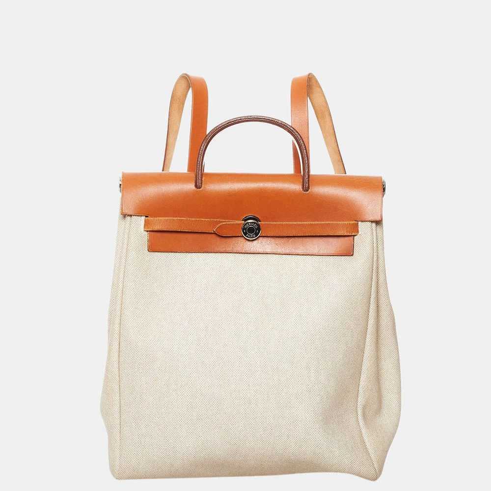 Hermes White Herbag Canvas Backpack For Women 3 Hermes White Herbag Canvas Backpack For Women