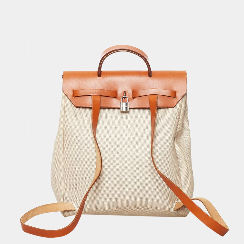 Hermes White Herbag Canvas Backpack For Women 5 Hermes White Herbag Canvas Backpack For Women - Image 3