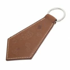 Hermes Brown Leather Tab Keychain For Women
