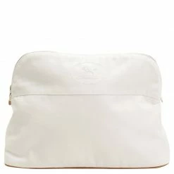 Hermes White Canvas GM BolideCosmetic Pouch For Women