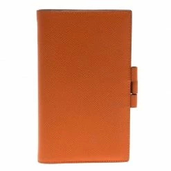 Hermes Orange Chevre Mysore Leather Vision Agenda Cover For Women