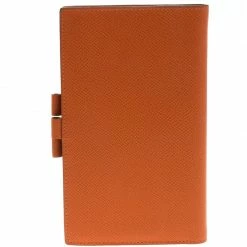 Hermes Orange Chevre Mysore Leather Vision Agenda Cover For Women -Deals Hermes Store luxury women hermes used travel p92939 004
