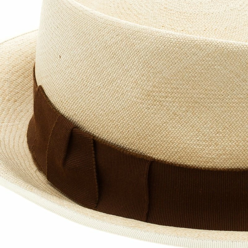 Hermes Beige Basket Weave Brown Ribbon Detail Panama Hat Size 59 For Women 7 Hermes Beige Basket Weave Brown Ribbon Detail Panama Hat Size 59 For Women - Image 5