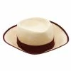 Hermes Beige Basket Weave Maroon Ribbon Detail Panama Hat Size 58 For Women