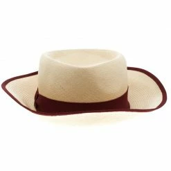 Hermes Beige Basket Weave Maroon Ribbon Detail Panama Hat Size 58 For Women -Deals Hermes Store luxury women hermes used travel p92970 0003