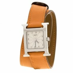 Hermes Cream Stainless Steel Heure H Women's Wristwatch 21 Mm For Women