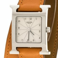 Hermes Cream Stainless Steel Heure H Women's Wristwatch 21 Mm For Women -Deals Hermes Store luxury women hermes used watches p129211 003