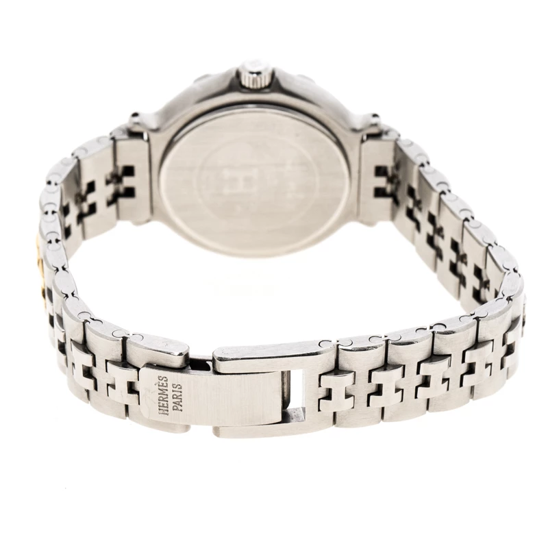 Hermes White Stainless Steel And Gold Tone Captain Nemo Women's Wristwatch 27 Mm For Women 7 Hermes White Stainless Steel And Gold Tone Captain Nemo Women's Wristwatch 27 Mm For Women - Image 5