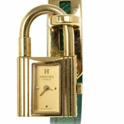 Hermes Gold Stainless Steel Green Kelly Women's Wristwatch 20MM For Women