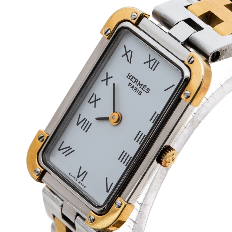 Hermes White Gold Plated Stainless Steel Croisière CR1.220 Women's Wristwatch 15 Mm For Women 4 Hermes White Gold Plated Stainless Steel Croisière CR1.220 Women's Wristwatch 15 Mm For Women - Image 2