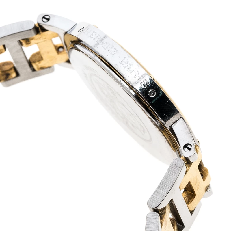 Hermes White Gold Plated Stainless Steel Clipper Women's Wristwatch 34 Mm For Women 9 Hermes White Gold Plated Stainless Steel Clipper Women's Wristwatch 34 Mm For Women - Image 7