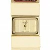 Hermes Gold Stainless Steel Red Loquet Bangle Women's Wristwatch 20MM For Women