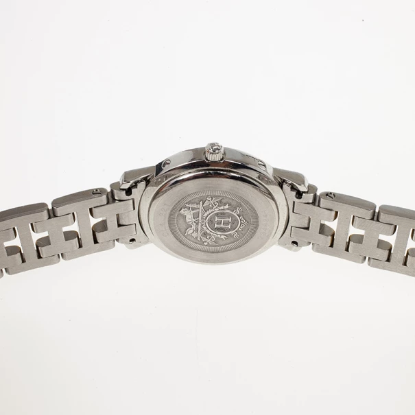 Hermes White Gold & Steel Clipper PM Women's Wristwatch 24MM For Women 7 Hermes White Gold & Steel Clipper PM Women's Wristwatch 24MM For Women - Image 5