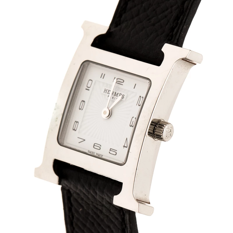 Hermes White Stainless Steel Heure H HH1.210 Women's Wristwatch 21 Mm For Women 4 Hermes White Stainless Steel Heure H HH1.210 Women's Wristwatch 21 Mm For Women - Image 2