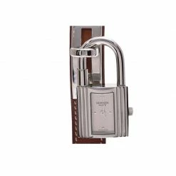 Hermes Silver Stainless Steel And Leather Kelly KE1.210 Women's Wristwatch 20x38MM For Women