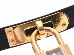 Hermes Black Gold Plated Kelly KE1.201 Women's Wristwatch 20Ã38MM For Women -Deals Hermes Store luxury women hermes used watches p239576 006