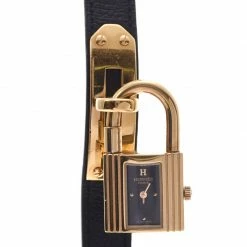 Hermes Black Gold Plated Kelly KE1.201 Women's Wristwatch 20Ã38MM For Women