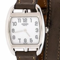 Hermes White Stainless Steel Cape Cod CT1.210 Women's Wristwatch 26MM For Women -Deals Hermes Store luxury women hermes used watches p244363 005