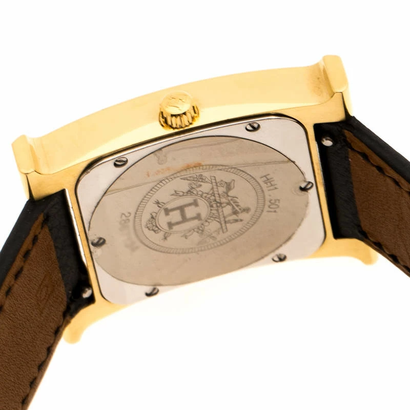 Hermes Yellow Gold Plated Stainless Steel Heure H Women's Wristwatch 26 Mm For Women 8 Hermes Yellow Gold Plated Stainless Steel Heure H Women's Wristwatch 26 Mm For Women - Image 6
