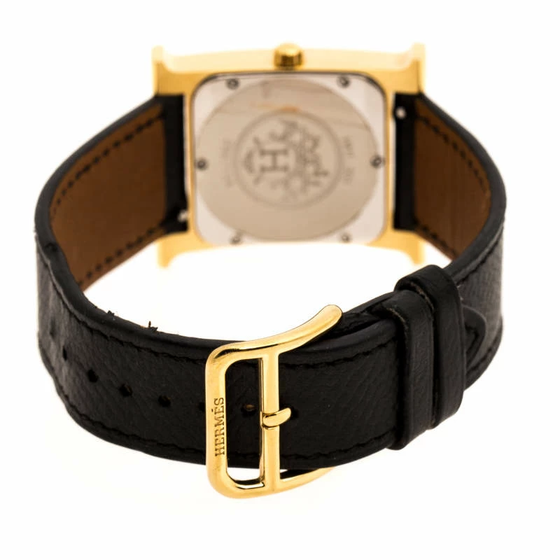 Hermes Yellow Gold Plated Stainless Steel Heure H Women's Wristwatch 26 Mm For Women 7 Hermes Yellow Gold Plated Stainless Steel Heure H Women's Wristwatch 26 Mm For Women - Image 5