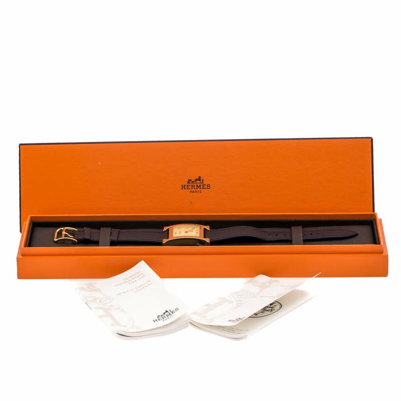 Hermes Yellow Gold Plated Stainless Steel Heure H Women's Wristwatch 26 Mm For Women 10 Hermes Yellow Gold Plated Stainless Steel Heure H Women's Wristwatch 26 Mm For Women - Image 8