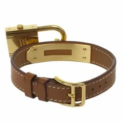 Hermes Brown Gold Plated SS Leather Womens Wristwatch 20 MM For Women -Deals Hermes Store luxury women hermes used watches p25585 004