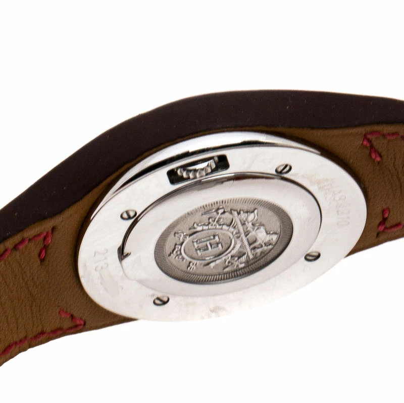 Hermes White Stainless Steel Red Leather Harnais HA3.210 Women's Wristwatch 27.50 Cm For Women 8 Hermes White Stainless Steel Red Leather Harnais HA3.210 Women's Wristwatch 27.50 Cm For Women - Image 6