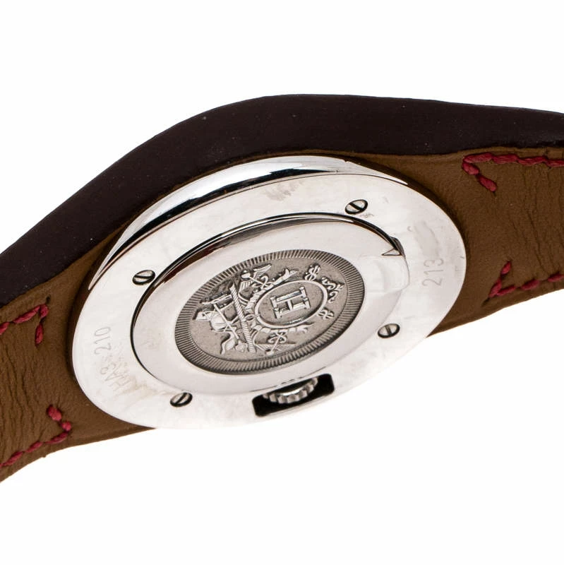 Hermes White Stainless Steel Red Leather Harnais HA3.210 Women's Wristwatch 27.50 Cm For Women 9 Hermes White Stainless Steel Red Leather Harnais HA3.210 Women's Wristwatch 27.50 Cm For Women - Image 7