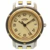 Hermes Gold And Stainless Steel Clipper Quartz Cl 3.240 Analog Women's Wristwatch 24MM For Women -Deals Hermes Store luxury women hermes used watches p267671 002