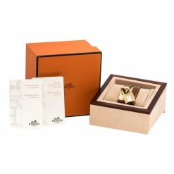 Hermes White Dial Yellow Gold Plated Kelly KE1.201 Women's Wristwatch 20 Mm For Women -Deals Hermes Store luxury women hermes used watches p279620 001