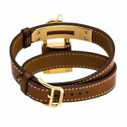 Hermes White Dial Yellow Gold Plated Kelly KE1.201 Women's Wristwatch 20 Mm For Women -Deals Hermes Store luxury women hermes used watches p279620 002