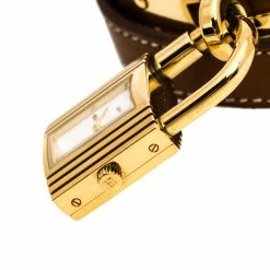 Hermes White Dial Yellow Gold Plated Kelly KE1.201 Women's Wristwatch 20 Mm For Women -Deals Hermes Store luxury women hermes used watches p279620 004