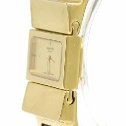 Hermes Champagne Gold Plated Stainless Steel Loque Quartz LO1.201 Women's Wristwatch 20 MM For Women -Deals Hermes Store luxury women hermes used watches p321136 005