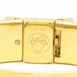 Hermes Champagne Gold Plated Stainless Steel Loque Quartz LO1.201 Women's Wristwatch 20 MM For Women -Deals Hermes Store luxury women hermes used watches p321136 007