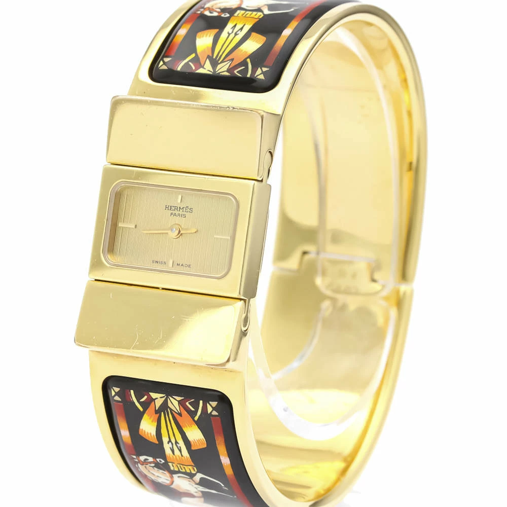 Hermes Champagne Gold Plated Stainless Steel Loquet Quartz LO1.201 Women's Wristwatch 20 MM For Women 4 Hermes Champagne Gold Plated Stainless Steel Loquet Quartz LO1.201 Women's Wristwatch 20 MM For Women - Image 2