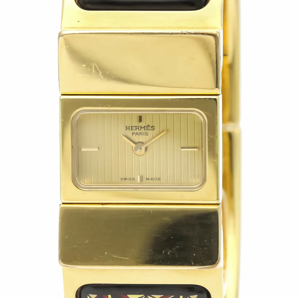 Hermes Champagne Gold Plated Stainless Steel Loquet Quartz LO1.201 Women's Wristwatch 20 MM For Women 3 Hermes Champagne Gold Plated Stainless Steel Loquet Quartz LO1.201 Women's Wristwatch 20 MM For Women
