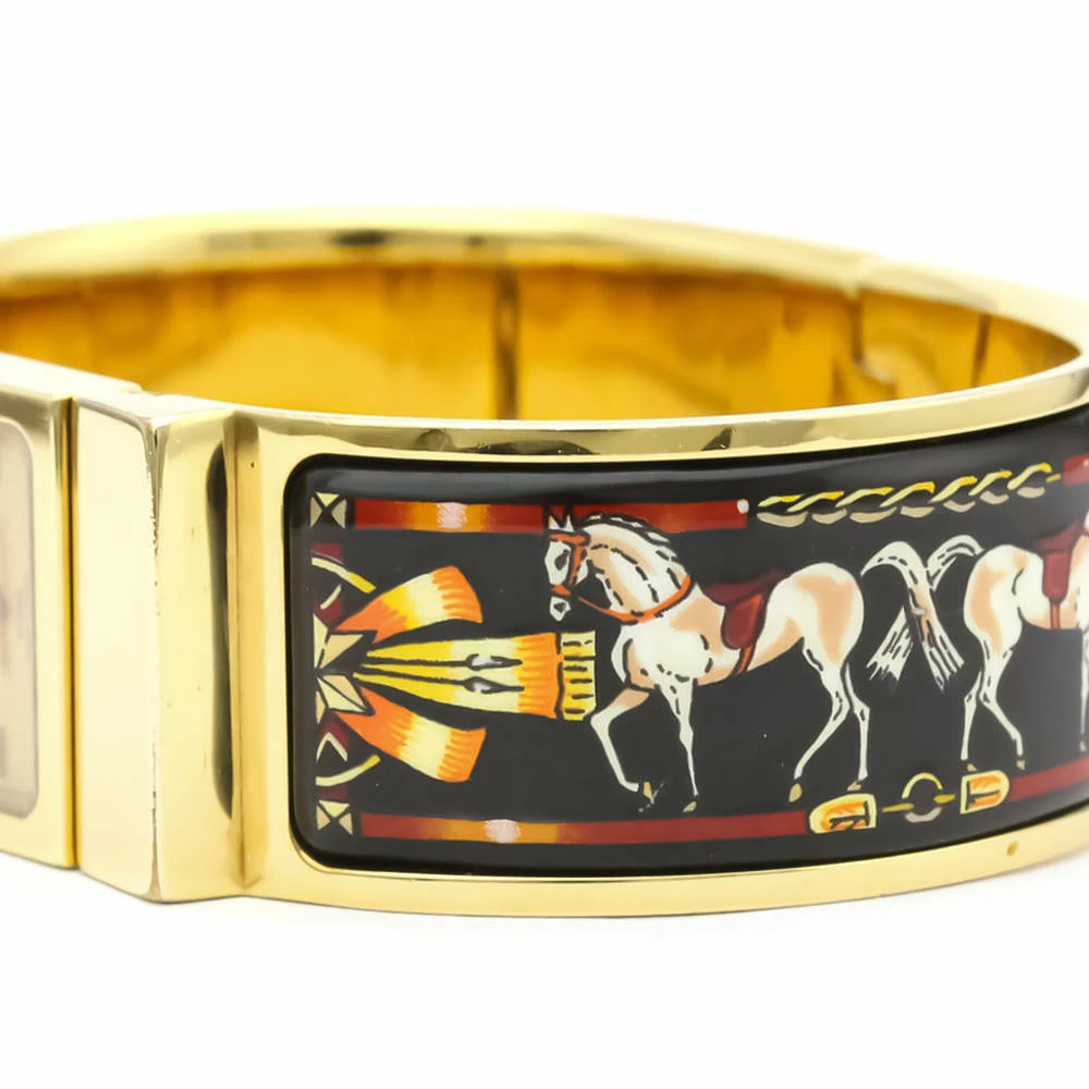 Hermes Champagne Gold Plated Stainless Steel Loquet Quartz LO1.201 Women's Wristwatch 20 MM For Women 9 Hermes Champagne Gold Plated Stainless Steel Loquet Quartz LO1.201 Women's Wristwatch 20 MM For Women - Image 7