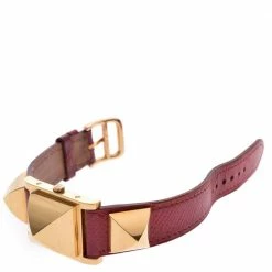 Hermes White Yellow Gold Plated Stainless Steel Medor Quartz Women's Wristwatch 23 MM For Women -Deals Hermes Store luxury women hermes used watches p321141 001