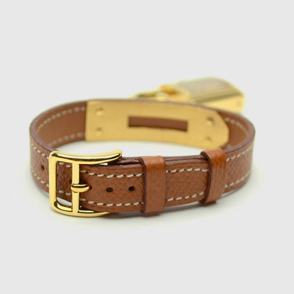 Hermes Brown Gold Plated Leather Kelly Womens Wristwatch 20 MM For Women 8 Hermes Brown Gold Plated Leather Kelly Womens Wristwatch 20 MM For Women - Image 6