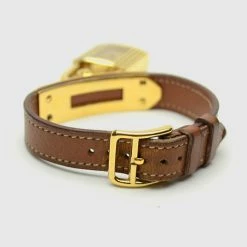 Hermes Gold Brown Leather Kelly Womens Wristwatch 20 MM For Women -Deals Hermes Store luxury women hermes used watches p35186 008