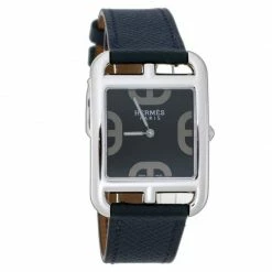 Hermes Blue Stainless Steel Leather Cape Cod CC3.710 Women's Wristwatch 29 Mm For Women