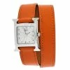 Hermes Silver Stainless Steel Leather Wrap Heure H HH1.210 Women's Wristwatch 21 Mm For Women -Deals Hermes Store luxury women hermes used watches p396435 007
